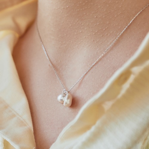 [위클리 먼데이 착용] silver twin pearl-necklace