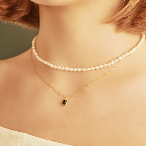 [장나라 착용] 16k gold plated onyx-necklace