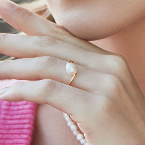 18k gold plated pearl-ring