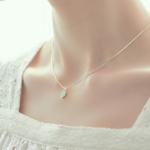 [김소혜,허영지 착용] silver mint clover-necklace