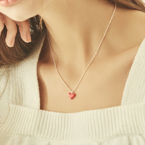 [하이키 옐 착용] silver lovely heart-necklace